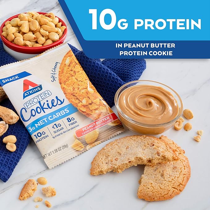 Atkins Soft Baked Energy Bars Blueberry 15g Protein2g Sugar Excellent Source &amp Peanut Butter Protein Cookie Protein Dessert Rich in Fiber 3g Net Carb 1g Sugar