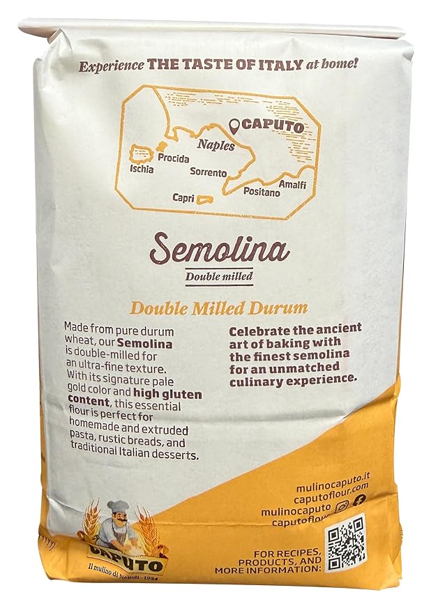 Antico Molino Caputo Semola Di Grano Duro Rimacinata (Reground Semolina Flour) - Pack 4