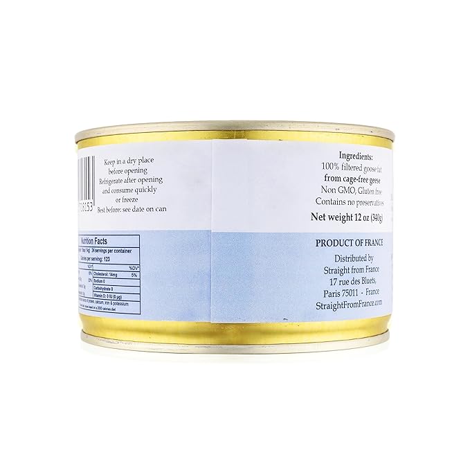 Straight from France Genuinely French All Natural Pure Goose Fat for Cooking from Southwest France Keto and Paleo Diet Friendly Can 340g 12 Oz (Pack of 4)