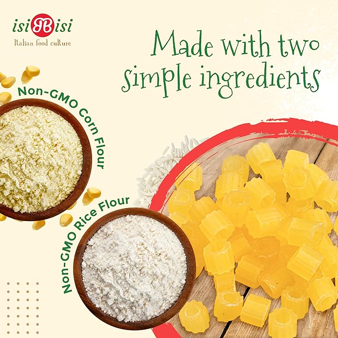 isiBisi Gluten-Free Tubetti Pasta 5-Pack - Artisanal Corn and Rice Noodles - Non GMO Vegan Made in Italy