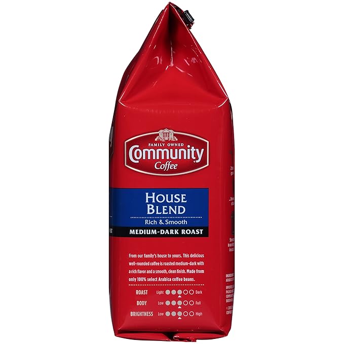 Community Coffee House Blend 72 Ounces Ground Coffee Medium Dark Roast 12 Ounce Bag (Pack of 6)