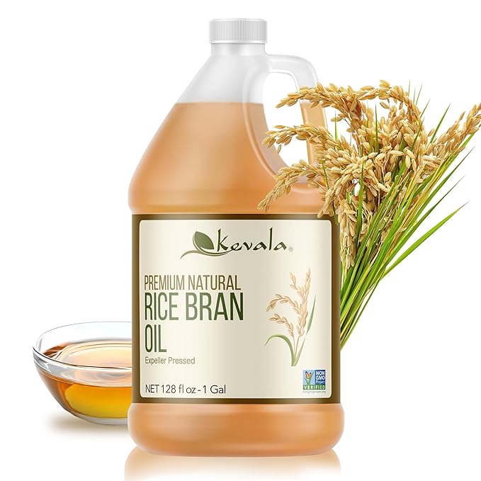 Kevala Rice Bran Oil – Smooth Oil with Delicate Scent and Flavor for Baking Great for Home and Restaurant Cooking Packed with Vitamin E and Antioxidants Bulk Size Bottle 128 fl oz 1 gal
