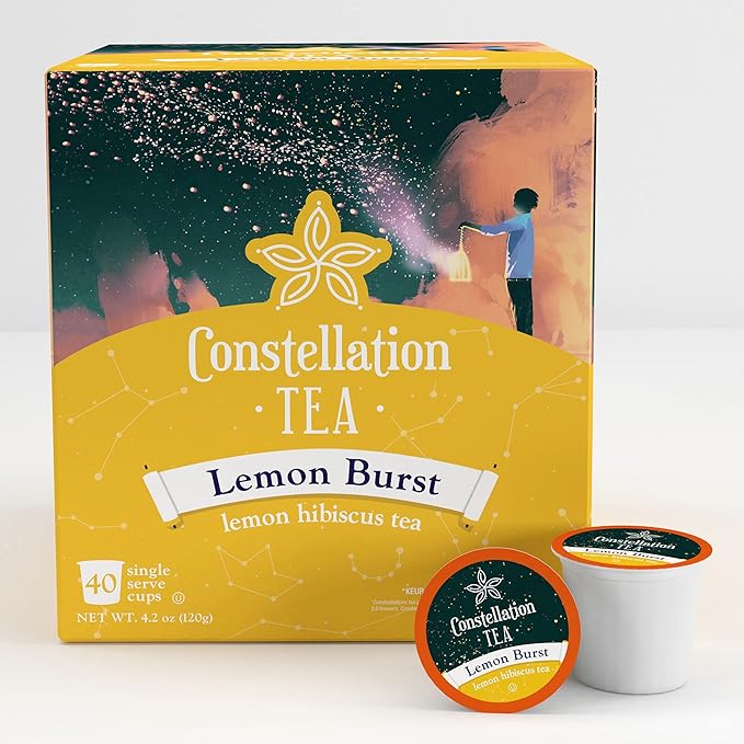 Constellation Tea Lemon Hibiscus Tea Pods Compatible with K Cup Brewers Including 2.0 (Lemon Burst) 40 Count