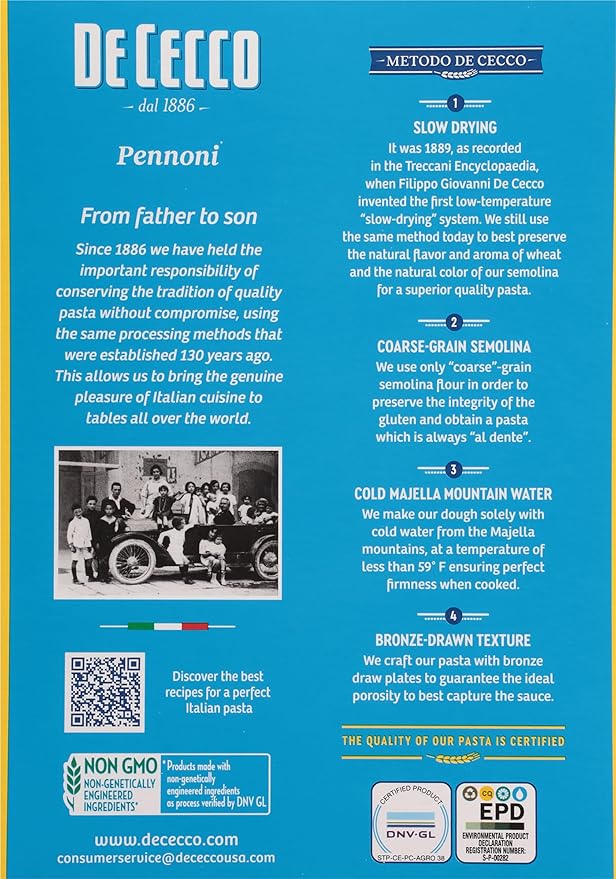 De Cecco Pasta Pennoni No.38 1 Pound (Pack of 12) - Made in Italy High in Protein &amp Iron Bronze die