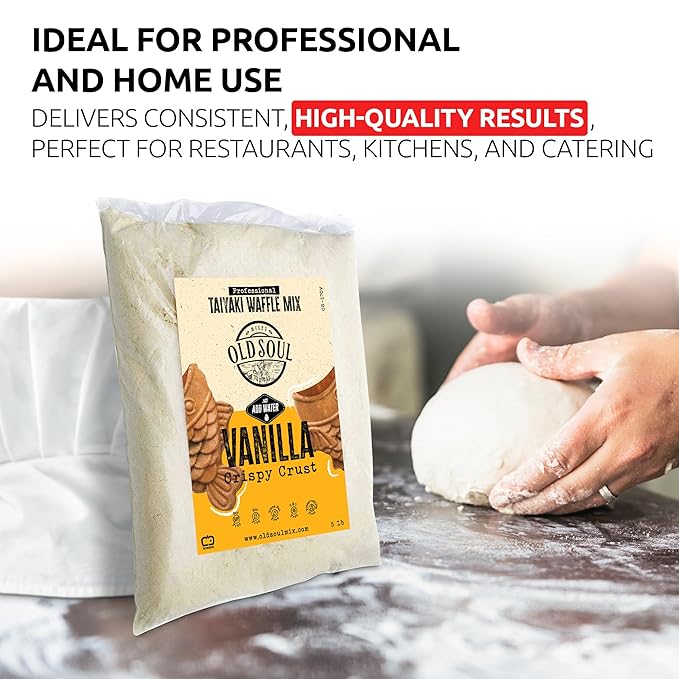 OldSoul Professional Taiyaki Waffle Mix | Crispy | Vanilla Flavor | 10 Lbs | 168 Waffles (10 Lbs Traditional)