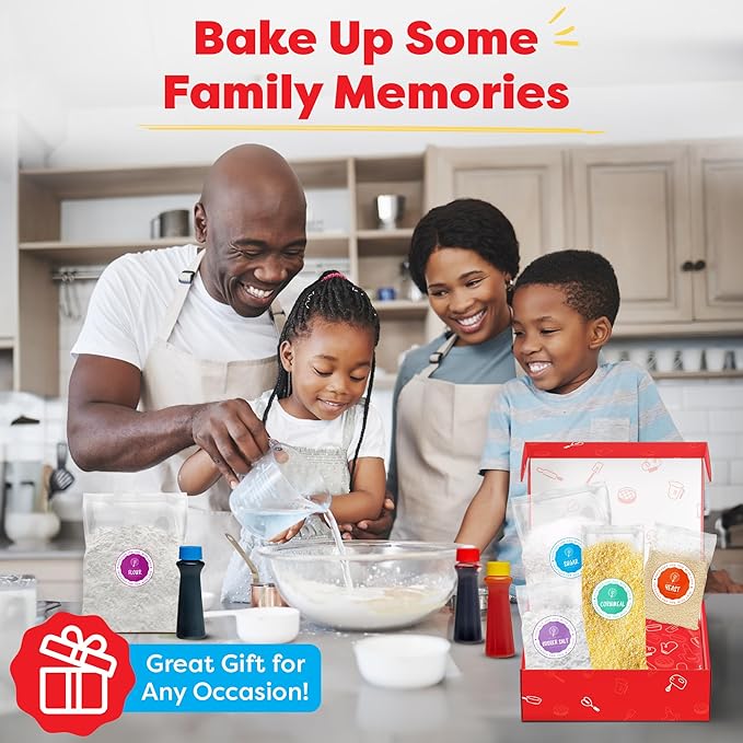 Baketivity Rainbow Bagel Kids Baking Kit - Baking Kits for Kids with Premeasured Ingredients Step-By-Step Instructions Video Guide and STEM Lessons - Cooking for Ages 6-12+
