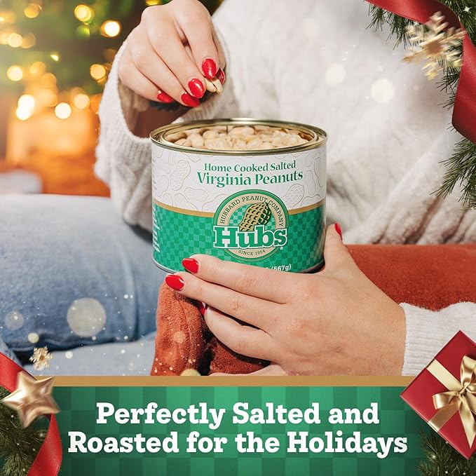Hubs Peanuts Premium Salted Virginia Nuts Non-GMO Gluten Free Healthy Snacks - Irresistible Crunch &amp Flavored Peanuts - Made from Premium Ingredients - Vacuum-Sealed Tin - 2 Packs of 40 oz Cans