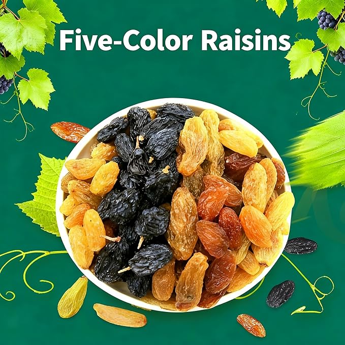 Five-Color Raisin Mix Snack Seedless &amp Soft Individually Packaged Dried Fruit No Wash Needed For Baking Oatmeal Yogurt