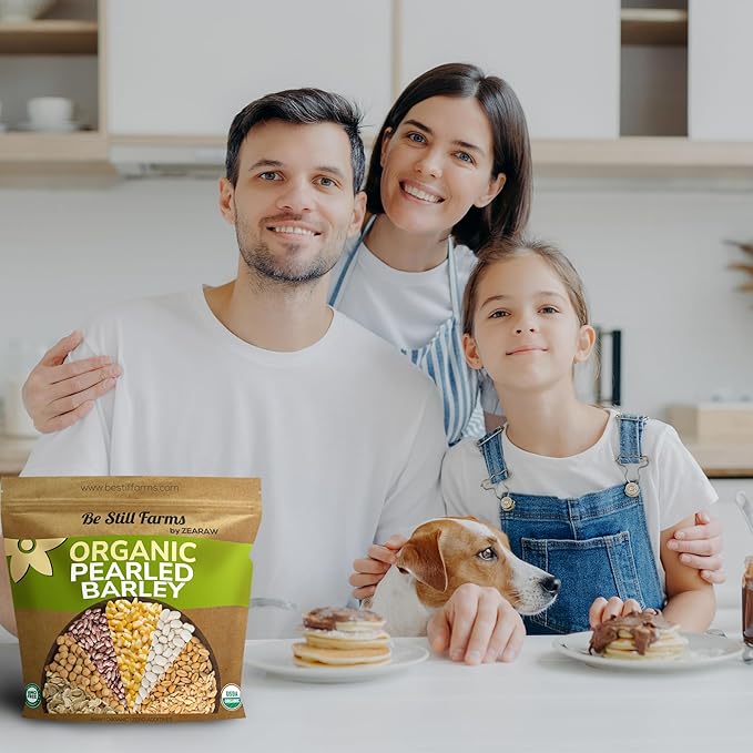 Be Still Farms Organic Pearl Barley Grain (2.8lb) - Pearled Barley Seeds for Soup Pot in Bulk - Not Hulled | Similar to Hulless Barley | Quick Cook Barley for Porridge Cereal | USDA Organic | Vegan