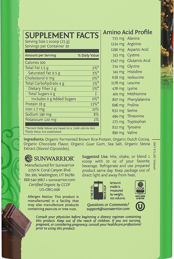 Sunwarrior Classic Vegan Protein Powder | Plant-Based 30 Servings Chocolate &amp Collagen Building Powder Hyaluronic Acid | 20 Servings Chocolate Flavored