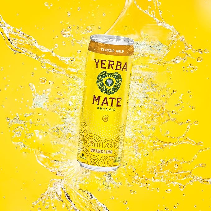 Yerba Madre Organic Organic Sparkling Yerba Mate Classic Gold 80mg Natural Plant Based Caffeine Smooth Energy &amp Focus Carbonated 12 Oz (Pack of 12) (Packaging May Vary)