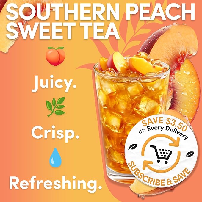 Sarasota Tea Peach Flavored Iced Tea Bags One Gallon Size Filter Packs 48 Gallons Per Box Quick Brew Southern Ice Tea with Sweet Georgia Peach Flavor (1 oz 48 Count)
