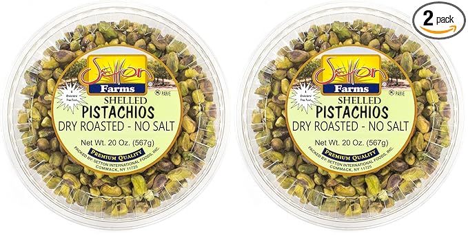 Setton Farms Shelled Pistachio Kernels Dry Roasted No Salt 20 Ounce (No Shells Unsalted) (Also perfect for making Dubai Chocolate) (Pack of 2)