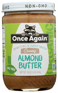 Once Again Creamy Organic Almond Butter No Sugar Lightly Toasted - Single Ingredient Nut Butter No Palm Oil No Salt - Glass Jar Non-GMO Gluten Free Vegan 16 oz Glass Jar