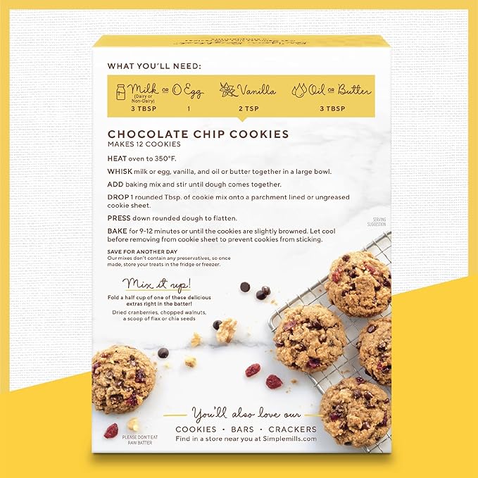 Generic Sim.ple Mills Almond Flour Mix Chocolate Chip Cookie - 9.4 oz (Pack of 6)