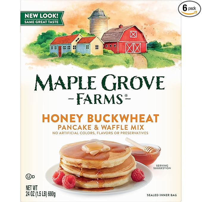 Maple Grove Farms Pancake &amp Waffle Mix Honey Buckwheat 24 Ounce (Pack of 6)