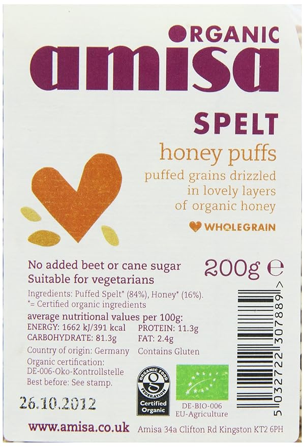Amisa Organic Spelt Honey Poppies 200 g (Pack of 6)