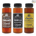 HONEY FEAST Coffee Lovers Honey Trio – Includes 12oz Cinnamon Vanilla and Wildflower Honey – Perfect for Coffee Tea Drizzling &amp Gourmet Gifting
