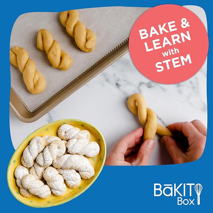 BāKIT Box Greek Koulourakia Cookie Kit Kids Baking Gift with Printed Recipe &amp Activity Guide Make Greek Twist Cookies + Learn Words &amp Symbols