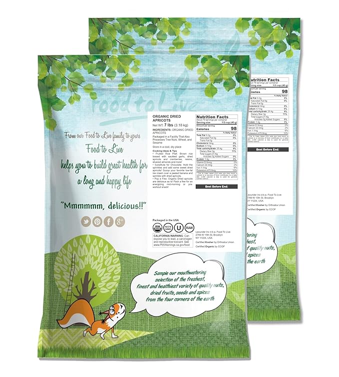 Food to Live Organic Dried Apricots 14 Pounds — Non-GMO Kosher Unsulfured Raw Vegan Bulk