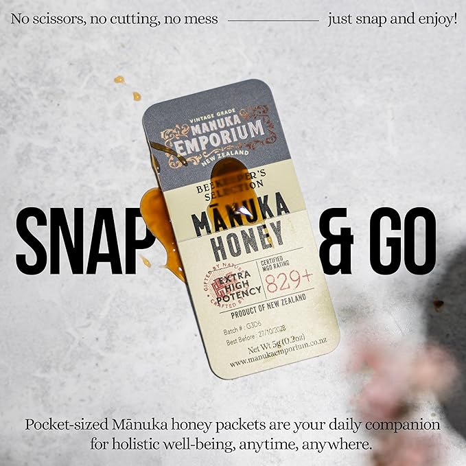 Manuka Emporium Wellness Snap Pack Duo | MGO 263+ 72-Count + MGO 829+ 24-Count | Raw Single-Serve Manuka Honey | Certified Monofloral New Zealand Honey for Daily Use &amp Advanced Vitality Support
