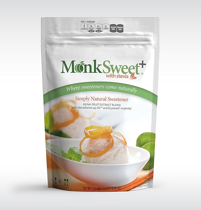 MonkSweet Plus - 1 lb bag/6 pack Monk Fruit Stevia &amp Erythritol Blend NonGMO Low Carb Sweetener