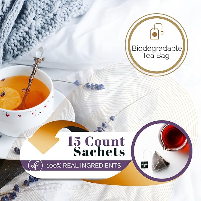 SECRETEA Lullaby Organic Lavender &amp Bergamot Black Tea100% Real ingredients15 Sachet Tea Bags (15 Count)