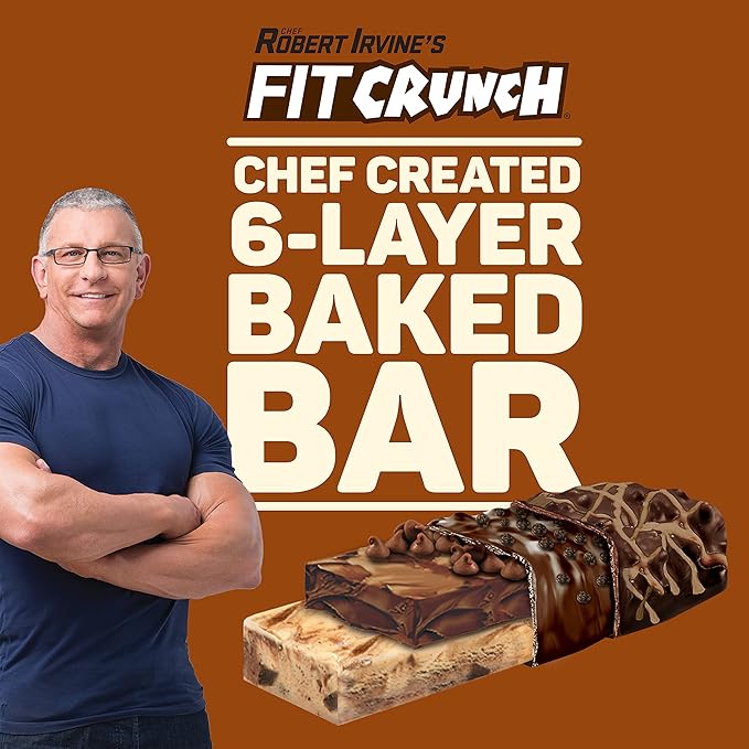 FITCRUNCH Snack Size Protein Bars 6-Layer Baked Bar 3g of Sugar Gluten Free &amp Soft Cake Core (9 Bars Chocolate Chip Cookie Dough)