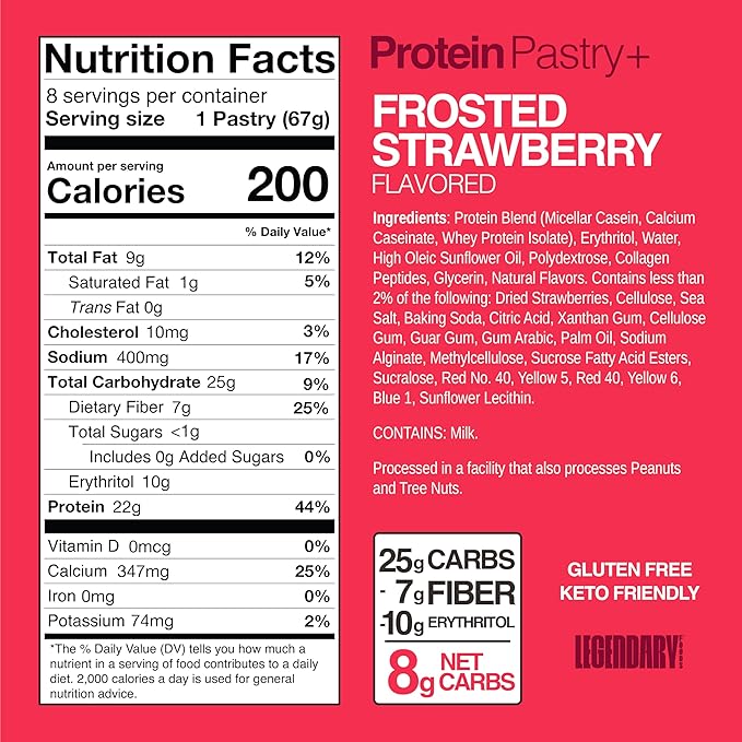 Legendary Foods 22 g Protein Pastry and Roll Bundle 18 Pack - Low Carb Meal Replacement Bar - Gluten Free Protien Snacks - Healthy Keto Snack Box - Low Sugar Energy Bars - Bariatric Diabetic Friendly