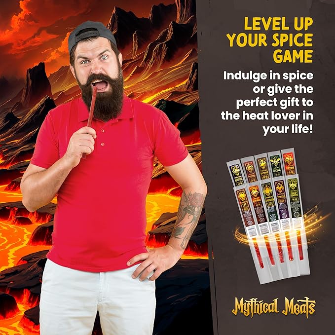 Mythical Meats Cryptid Heatwave Spicy Variety Pack – 10 Legendary Exotic Game &amp Beef Snack Sticks – Dried &amp Dehydrated Meats Seasoned to Perfection – Spicy Flavors Low Sugar &amp High Protei