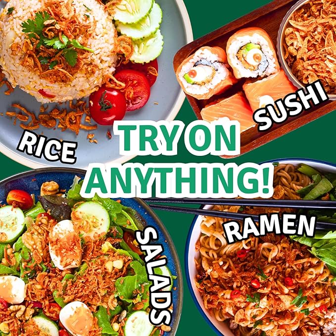 MaeMai Chili Crisp (MILD Spice) - Premium Onion &amp Garlic Flakes - Crispy All-Purpose Seasoning Topper | Keto vegan gluten-free. Crunchy condiment for ramen add ons rice seasoning salads | 9.5
