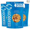 Greek Goddess Gourmet Harvest Granola with Pecans Almonds Coconut &amp Maple Syrup 100% Whole Grain Oats &amp Olive Oil – Healthy Greek-Inspired Gluten Free Granola 10oz (3-Pack)