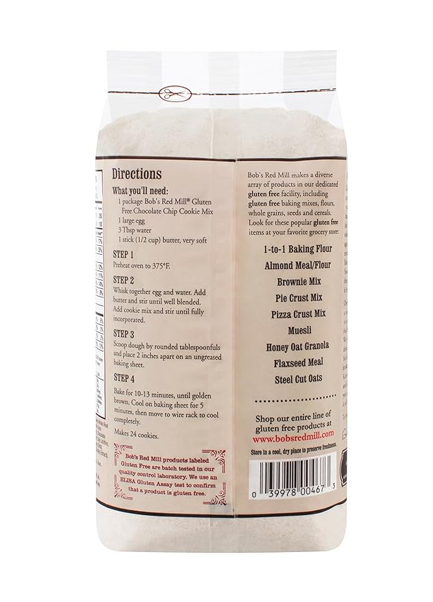 Bob's Red Mill Gluten Free Chocolate Chip Cookie Mix 22 Oz (4 Pack)