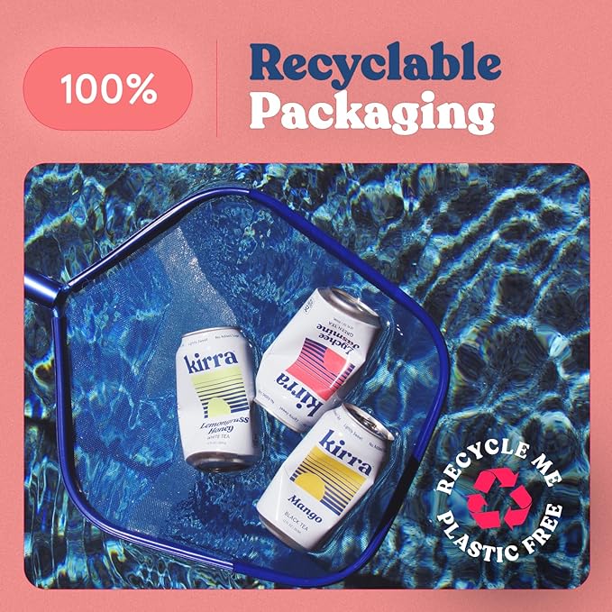 Kirra Organic Iced Tea 12 Pack - Lychee Jasmine Green Tea - Lightly Sweetened with Organic Juice - No Added Sugar or Artificial Sweeteners - Ice Tea Cans - Iced Green Tea with Lychee Tea Flavor