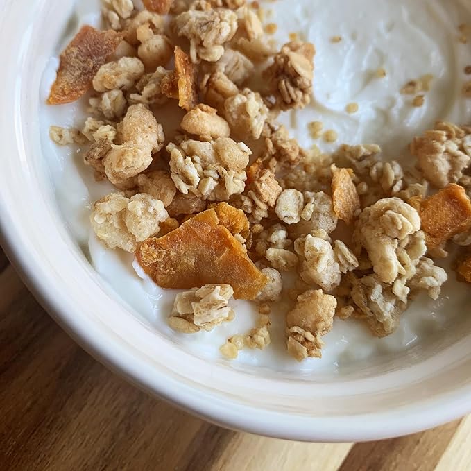 Kin Kitchen non-GMO Granola &amp Organic Quinoa Crisps in a Glass Jar Recyclable and Resusable. Made with Real Fruit. No Aritificial Colors Flavors or Perservatives. Great for Snacking Cereal on