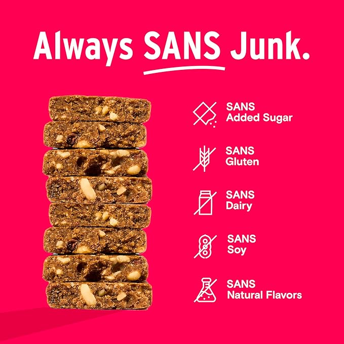 SANS PB and J Meal Replacement Protein Bar | All-Natural Nutrition Bar With No Added Sugar | Dairy-Free Soy-Free and Gluten-Free | 14 Essential Vitamins and Minerals | (12 Pack)