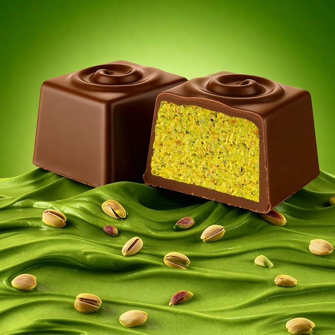 Dolcella Dubai Chocolate Truffles Gift Box – Milk Chocolate with Pistachio Cream Butter &amp Crispy Kataifi | 24-Piece Luxury Chocolate Candy Box | 9.31 OZ (264g)