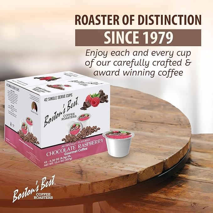 Boston’s Best - Chocolate Raspberry Flavored Coffee Medium Roast Gourmet Compatible with Keurig Coffee Maker 1 Count (42 Single Serve Cups)