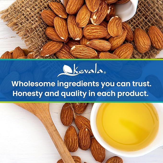 Kevala Sweet Almond Oil - Premium Natural Cooking Oil Made with Carefully Selected Almonds Nutritious Option with Light Flavor and Scent Vegetable Salad Dressing Base Enjoyed as a Hair Oil 1 gal