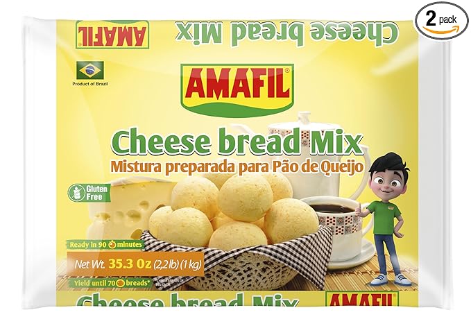 Amafil Cheese Bread Mix 2.2 lb | Pack of 2 + Exclusive Brazil in Texas Bracelet | Mistura para Pao de Queijo | Bundle by Brazil in Texas