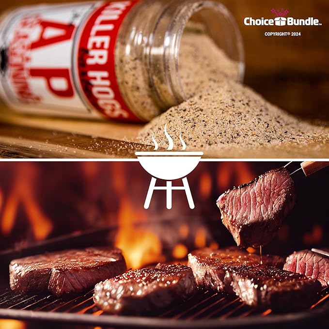 Killer Hogs AP Seasoning All Purpose Premium Barbecue Rub 2 pk (28 oz) + BBQ Guide &amp Bottle Opener (4 Items)!