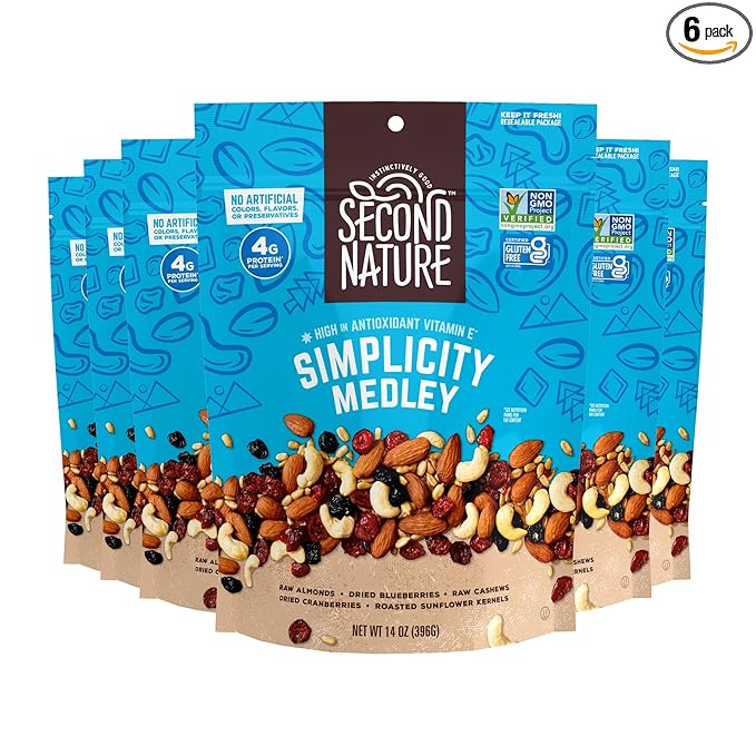 Second Nature Simplicity Medley Trail Mix Kosher Gluten Free &amp Non-GMO 14 Ounce (Pack of 6)
