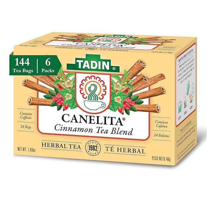 Tadin Cinnamon Tea Blend Herbal Tea Contains Caffeine 24 Tea Bags Per Box Pack of 6