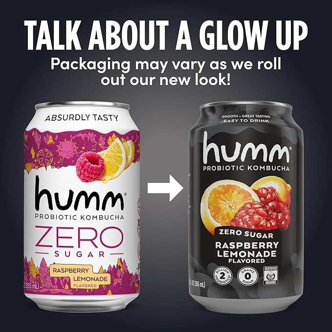 Humm Probiotic Kombucha Zero Sugar Variety Pack No Refrigeration Needed Keto Friendly Organic Vegan Gluten Free 12oz Cans (16 Pack)