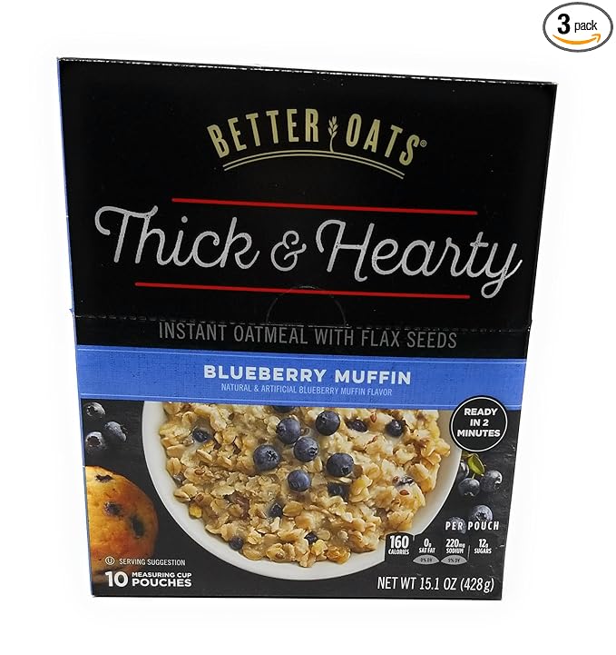 Better Oats Blueberry Muffin Instant Oats 15.1oz Box (Pack of 3)