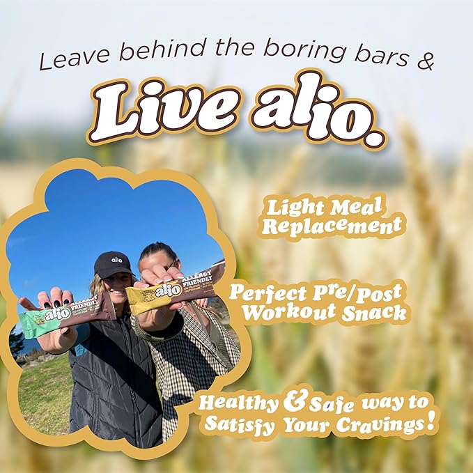 Alio Protein Bars - Cookie Dough (12 Bars) – Free From The Top 9 Food Allergens High Protein Low-Calorie Vegan Gluten-Free Nut-Free Non-GMO Plant-Based Seed Oil Free Delicious &amp Healthy S