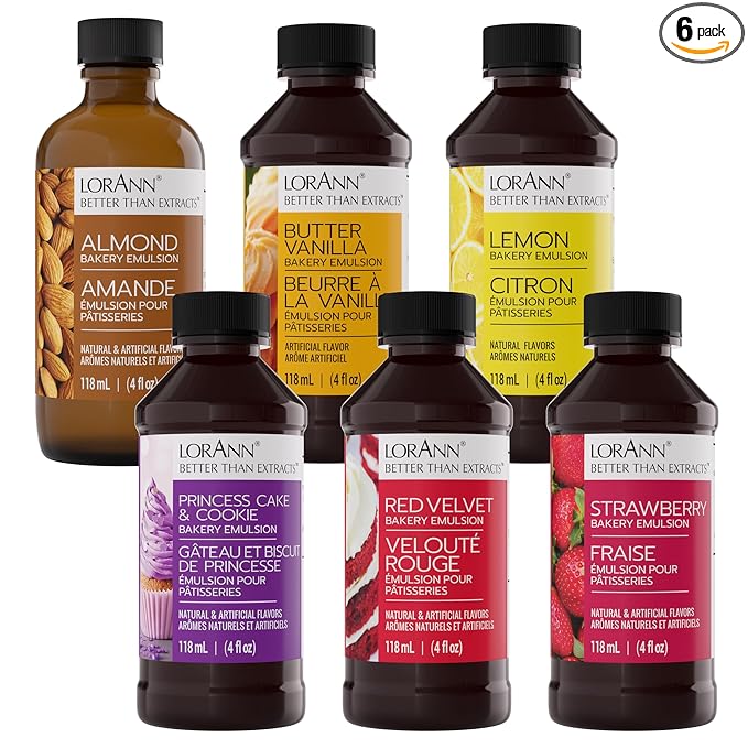 Lorann Oils Variety Bakery Emulsion: Multiple Flavors Perfect for Enhancing Baking Variety in Cakes Cookies &amp Desserts Gluten-Free Keto-Friendly Baking Essential for Your Kitchen 4oz per Bot