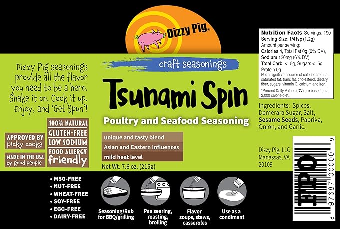 Dizzy Pig Barbecue Company Tsunami Spin Asian Fusion Seasoning (8oz Shaker Two Pack)
