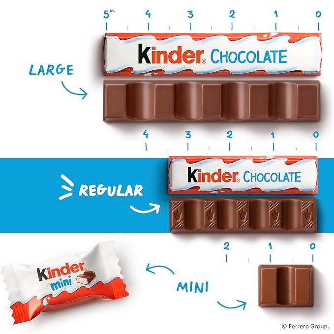 Kinder Chocolate 18 Four Count Packs Milk Chocolate Bar with Creamy Milky Filling Individually Wrapped Candy 1.8 oz Each