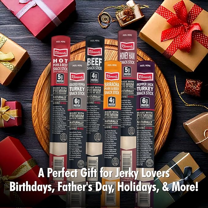 Jerky.com 30-Pack Jerky Variety Pack Meat Sticks - Low Carb High Protein Snacks | Keto Friendly Gluten Free | Bonus Includes Exclusive Flavor | Turkey Ham Pork &amp Beef Sticks Jerky Gifts | Birt
